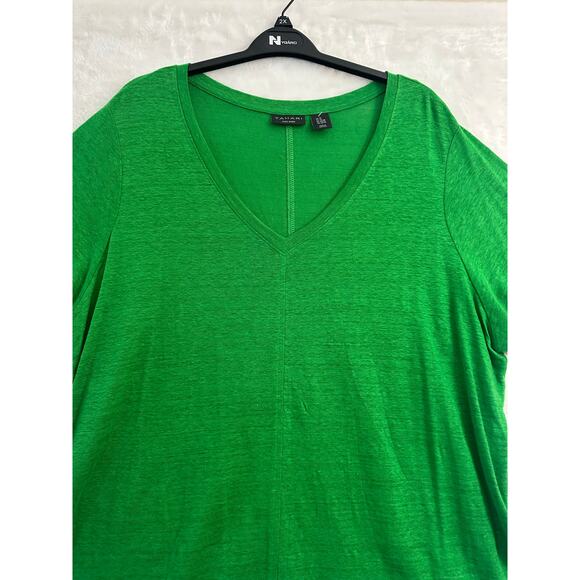 Tahari 100% Linen Green Top 3X Beachy Classic Summer - Picture 2 of 7